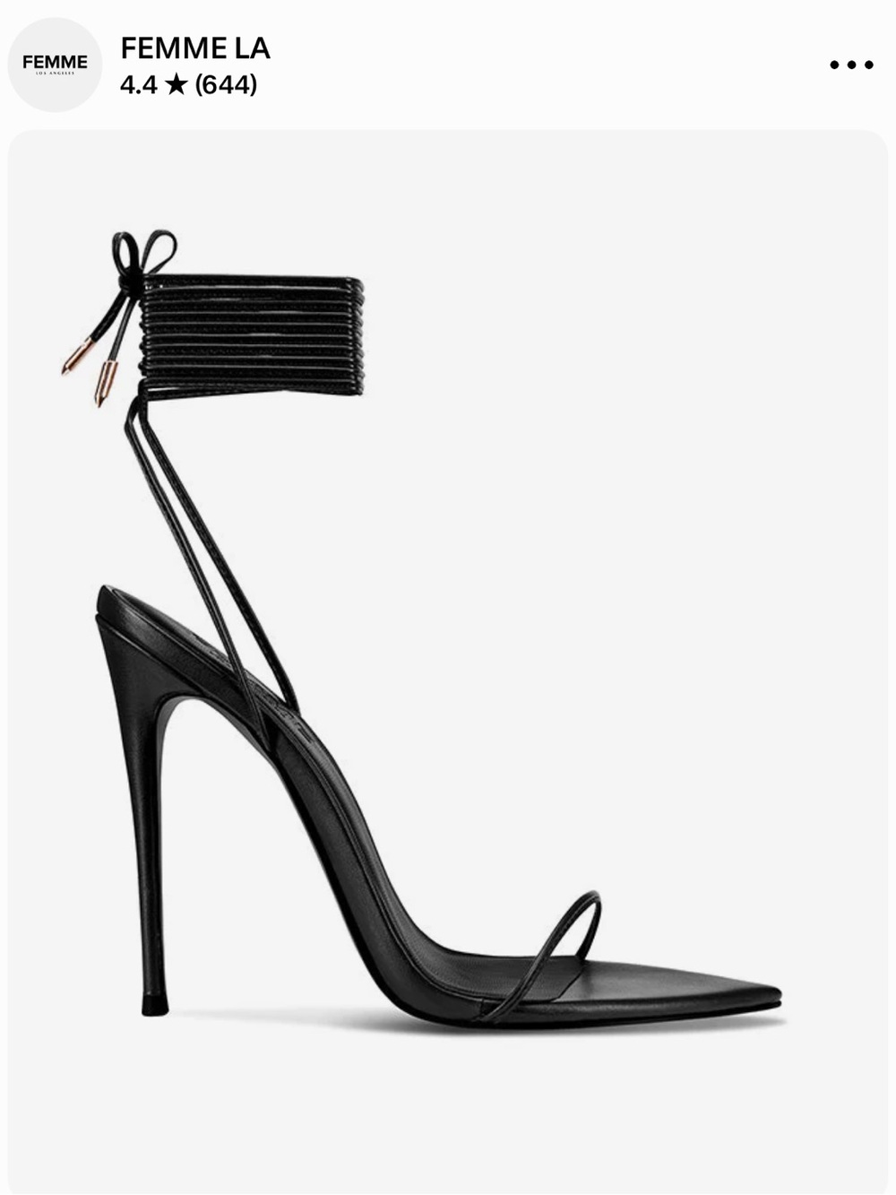 FEMME LA Black Wrap-Ankle Stiletto Sandals